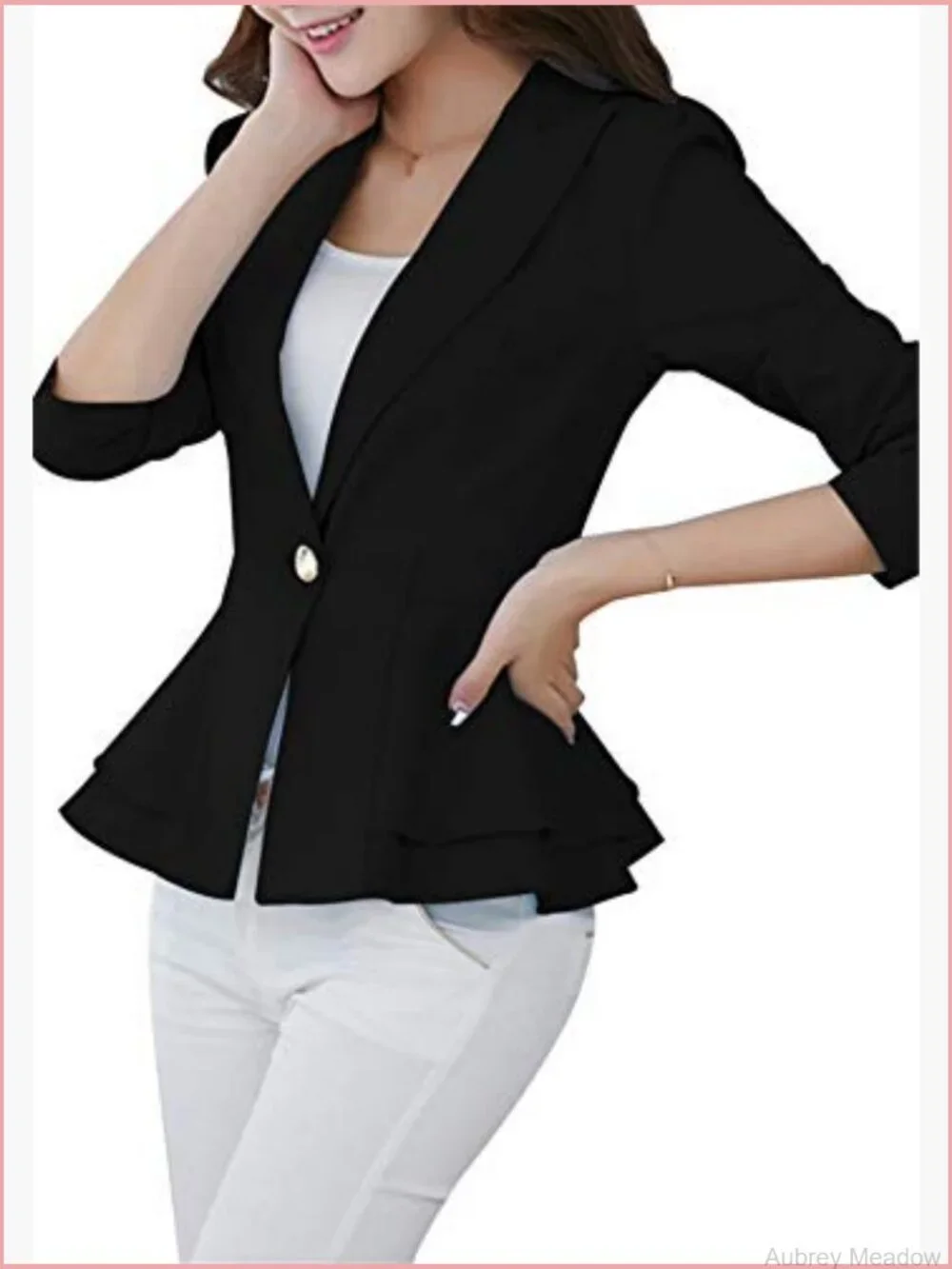 Open Front Blazer Long Sleeve Work Jacket Loose Fit Office